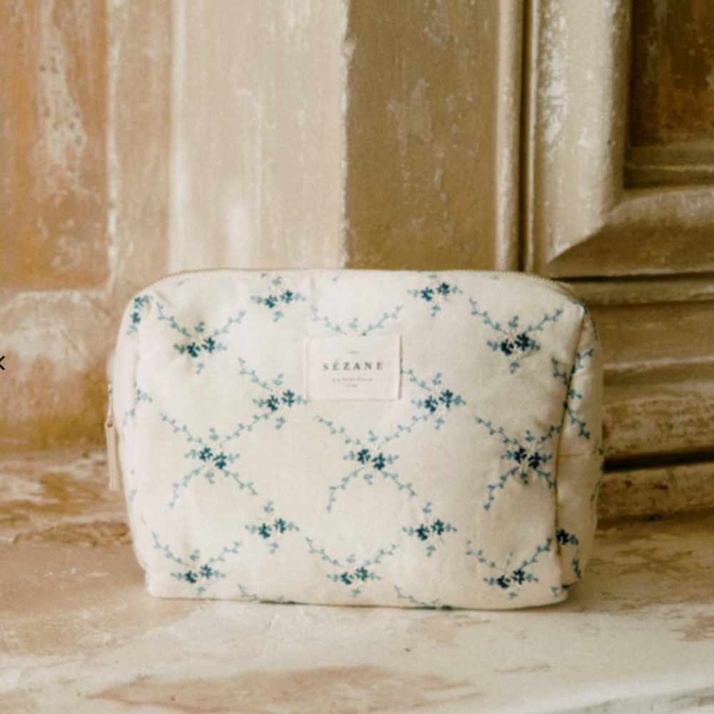 Sezane Toiletry Bag Ecru Flowers - Size TU